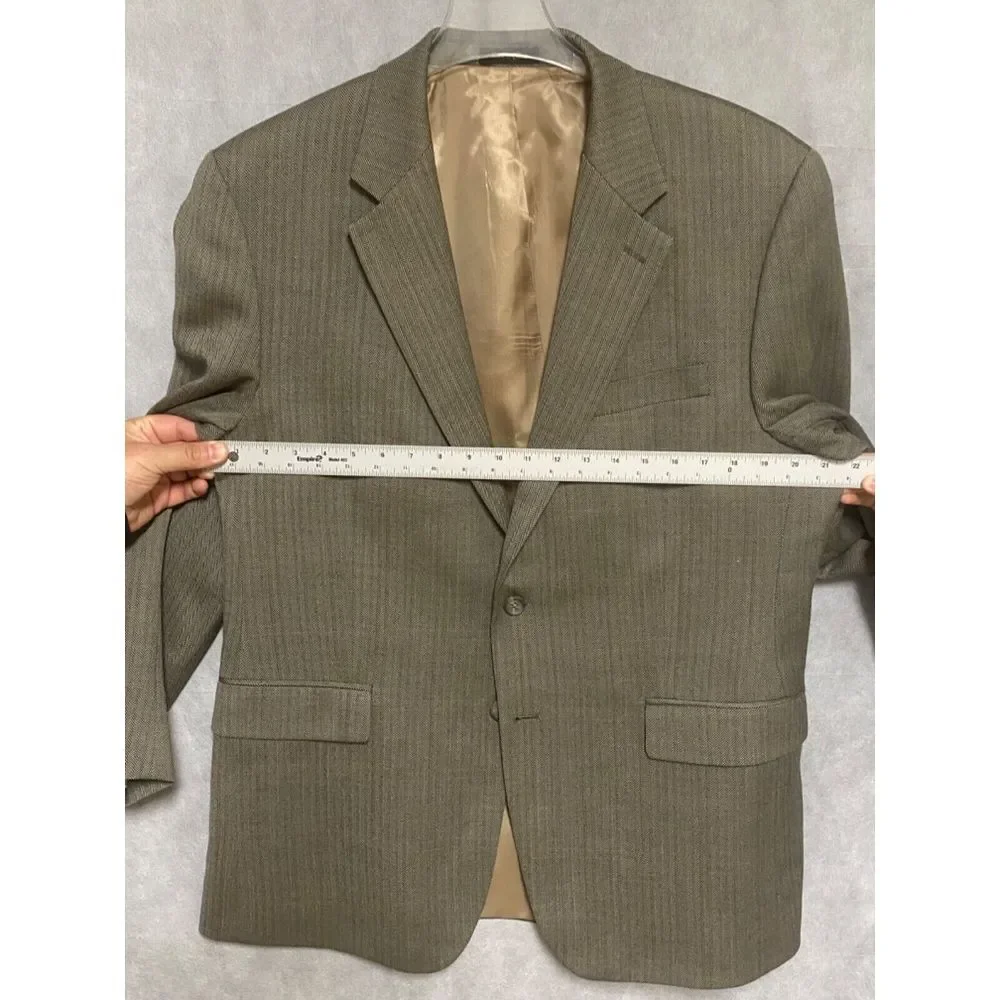 Ralph Lauren Blazer‎ Men 42R Gold Beige Herringbone 2B Wool Sport Coat Luxury